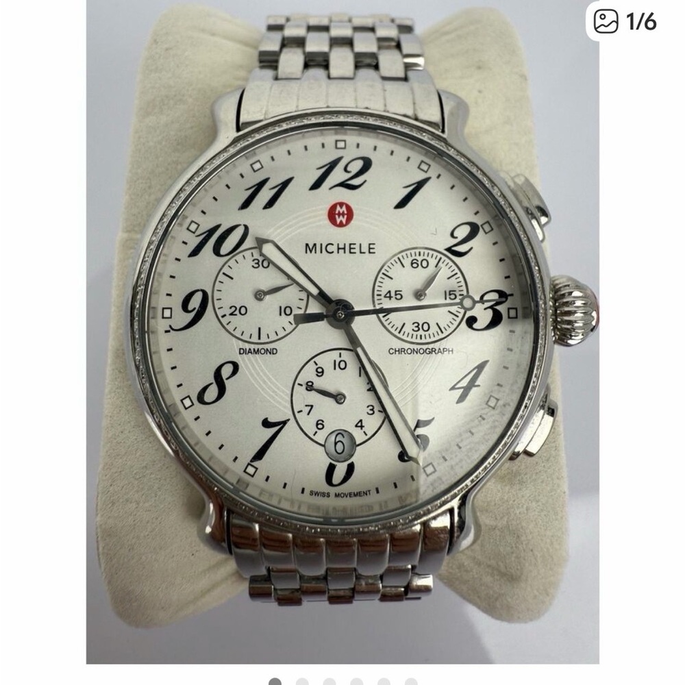 Michele Silver Chronograph Watch